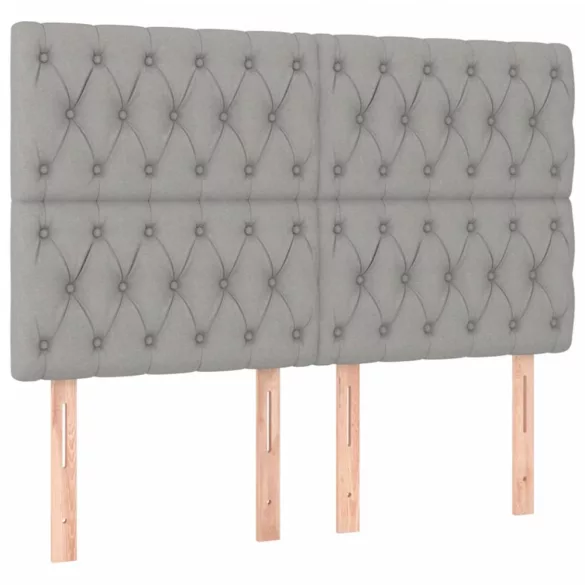 sötétszürke szövet rugós és LED-es ágy matraccal 140x190 cm