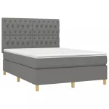 sötétszürke szövet rugós és LED-es ágy matraccal 140x190 cm