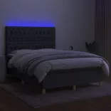 sötétszürke szövet rugós és LED-es ágy matraccal 140x190 cm
