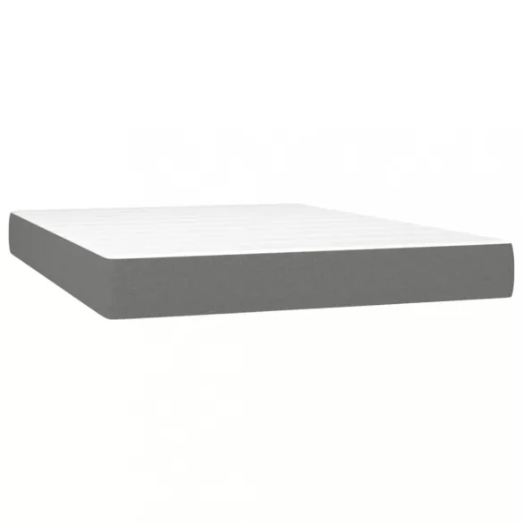 sötétszürke szövet rugós és LED-es ágy matraccal 140x190 cm
