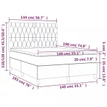 sötétszürke szövet rugós és LED-es ágy matraccal 140x190 cm