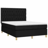 fekete szövet rugós és LED-es ágy matraccal 140x190 cm