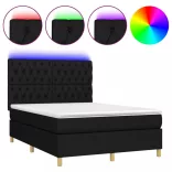 fekete szövet rugós és LED-es ágy matraccal 140x200 cm