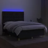 fekete szövet rugós és LED-es ágy matraccal 140x200 cm