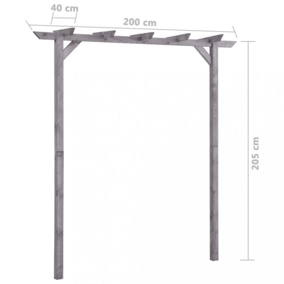 szürke impregnált fenyőfa kerti pergola 200 x 40 x 205 cm