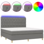 sötétszürke szövet rugós és LED-es ágy matraccal 160x200 cm