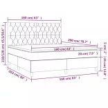 sötétszürke szövet rugós és LED-es ágy matraccal 160x200 cm