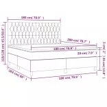 sötétszürke szövet rugós és LED-es ágy matraccal 180 x 200 cm