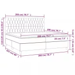sötétszürke szövet rugós és LED-es ágy matraccal 200x200 cm