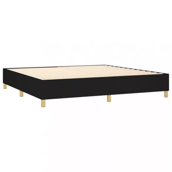 fekete szövet rugós és LED-es ágy matraccal 200x200 cm