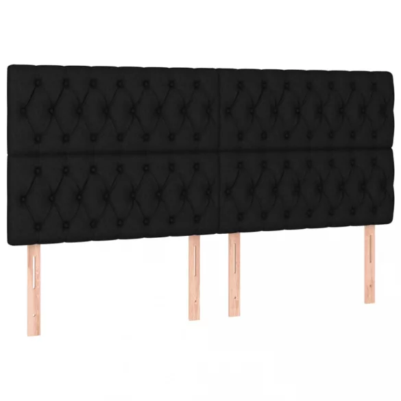 fekete szövet rugós és LED-es ágy matraccal 200x200 cm