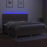 tópszínű szövet rugós és LED-es ágy matraccal 200 x 200 cm