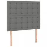 sötétszürke szövet rugós és LED-es ágy matraccal 100x200 cm