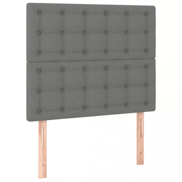 sötétszürke szövet rugós és LED-es ágy matraccal 100x200 cm