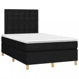 fekete szövet rugós és LED-es ágy matraccal 120 x 200 cm