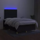 fekete szövet rugós és LED-es ágy matraccal 120 x 200 cm
