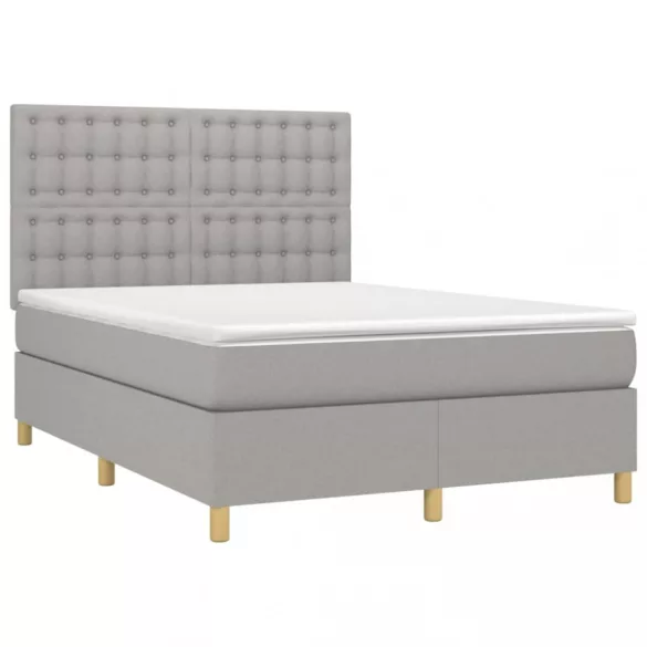 sötétszürke szövet rugós és LED-es ágy matraccal 140x190 cm