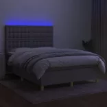 sötétszürke szövet rugós és LED-es ágy matraccal 140x190 cm