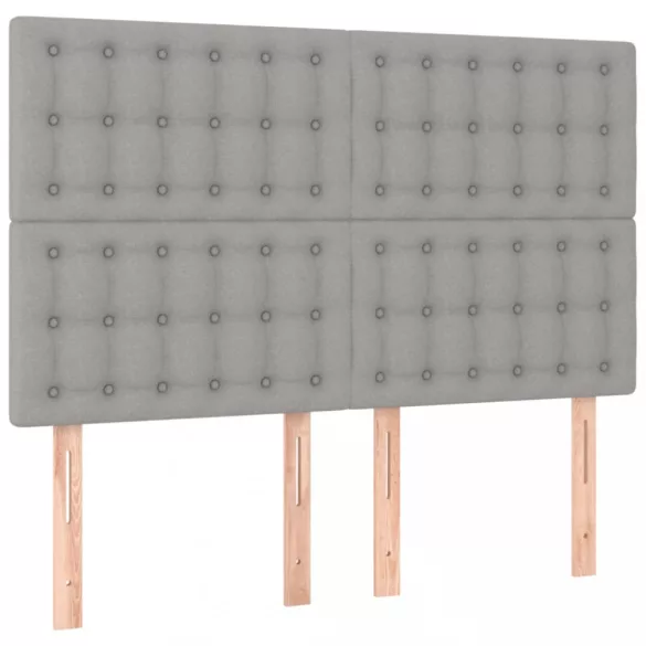 sötétszürke szövet rugós és LED-es ágy matraccal 140x190 cm