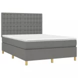 sötétszürke szövet rugós és LED-es ágy matraccal 140x190 cm