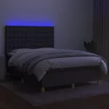 sötétszürke szövet rugós és LED-es ágy matraccal 140x190 cm