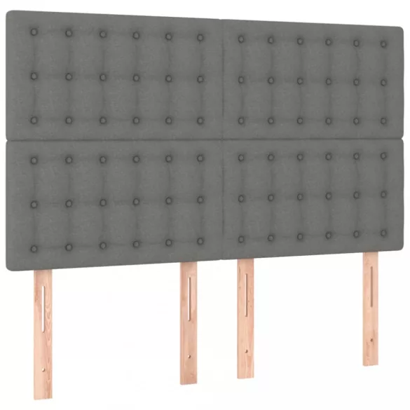 sötétszürke szövet rugós és LED-es ágy matraccal 140x190 cm
