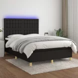 fekete szövet rugós és LED-es ágy matraccal 140x190 cm