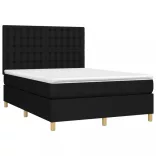 fekete szövet rugós és LED-es ágy matraccal 140x190 cm