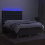sötétszürke szövet rugós és LED-es ágy matraccal 140x200 cm