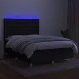 fekete szövet rugós és LED-es ágy matraccal 140x200 cm