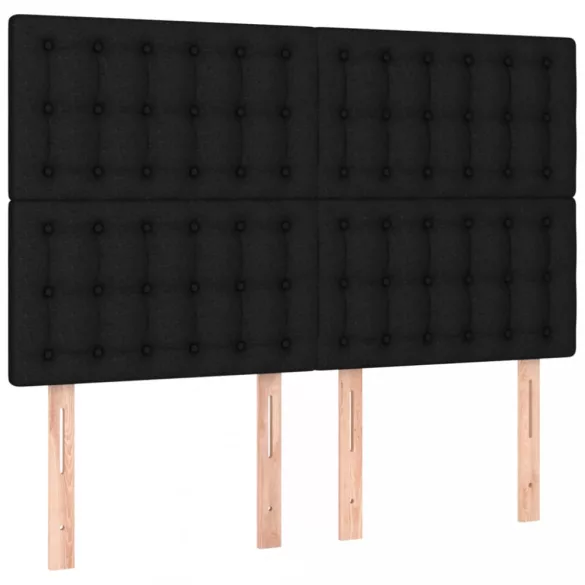 fekete szövet rugós és LED-es ágy matraccal 140x200 cm