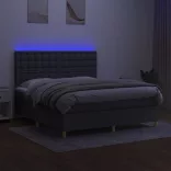 sötétszürke szövet rugós és LED-es ágy matraccal 160x200 cm