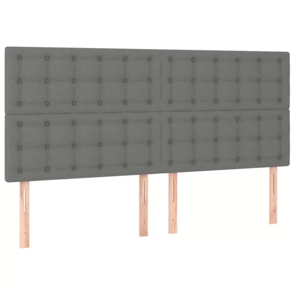 sötétszürke szövet rugós és LED-es ágy matraccal 180 x 200 cm