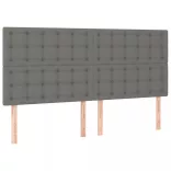 sötétszürke szövet rugós és LED-es ágy matraccal 200x200 cm
