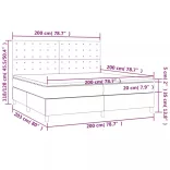 sötétszürke szövet rugós és LED-es ágy matraccal 200x200 cm