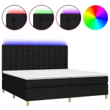 fekete szövet rugós és LED-es ágy matraccal 200x200 cm