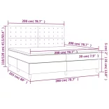 fekete szövet rugós és LED-es ágy matraccal 200x200 cm