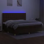 barna szövet rugós és LED-es ágy matraccal 200x200 cm