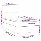 szürke műbőr rugós ágy matraccal és LED-del 90x190 cm