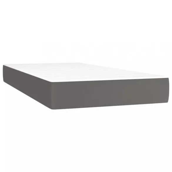 szürke műbőr rugós ágy matraccal és LED-del 90x200 cm