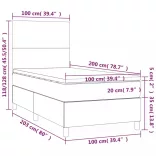 szürke műbőr rugós ágy matraccal és LED-del 100x200 cm