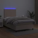 cappuccino színű műbőr rugós ágy matraccal és LED-del 120x200cm