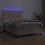 cappuccino színű műbőr rugós ágy matraccal és LED-del 140x190cm