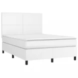 fehér műbőr rugós ágy matraccal és LED-del 140x200 cm