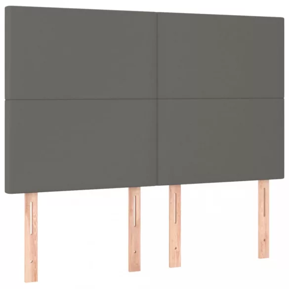szürke műbőr rugós ágy matraccal és LED-del 140x200 cm