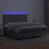 szürke műbőr rugós ágy matraccal és LED-del 180x200 cm