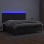 fehér műbőr rugós ágy matraccal és LED-del 200x200 cm