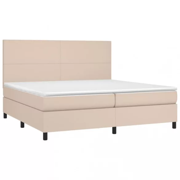 cappuccino színű műbőr rugós ágy matraccal és LED-del 200x200cm