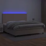 cappuccino színű műbőr rugós ágy matraccal és LED-del 200x200cm