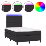fekete műbőr rugós ágy matraccal és LED-del 120x200 cm
